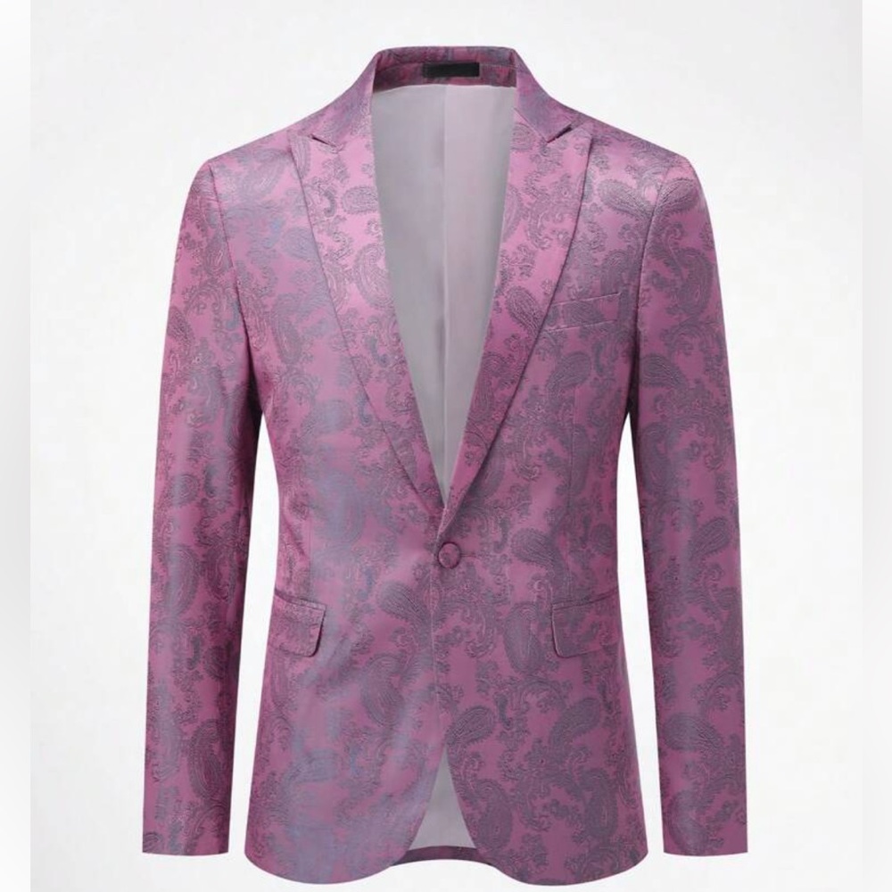 CLOUDSTYLE Men Paisley Print Single Button Blazer